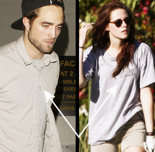 she’s wearing Rob’s shirt from last night, LOL. ♥ 