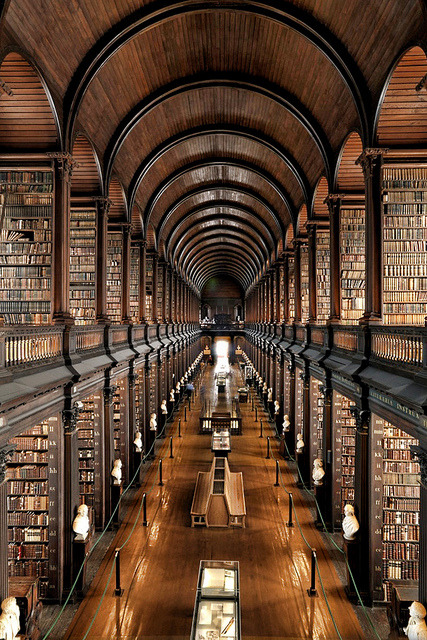 visitheworld:

Trinity College Library at University of Dublin, Ireland (by Brett Jordan).
