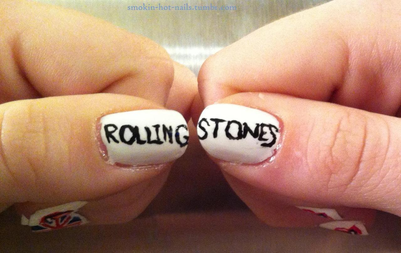 #nails #nail art #Rolling Stones #band nails #flag nails #my nails #rolling