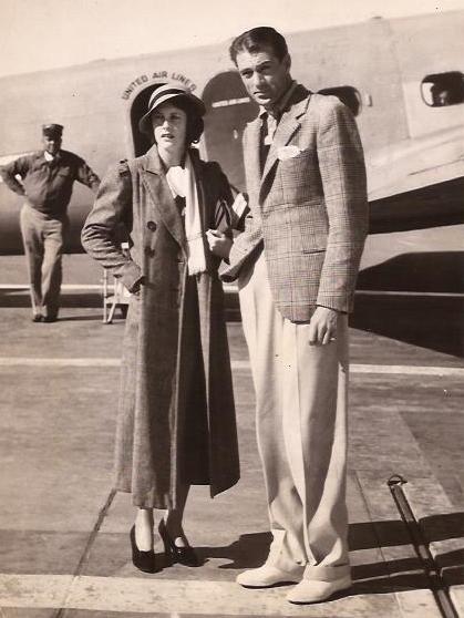 coop-appreciation:

Gary Cooper and his girlfriend Sandra Shaw at the LA Airport on Nov 11th 1933. The rumor was that Gary and Sandra were to be wed soon. There is a United Airlines airplane in the background.

