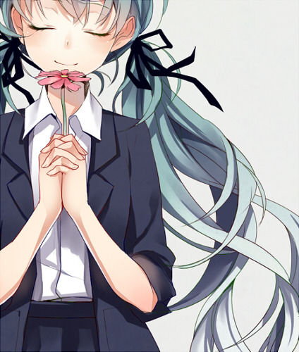 Anime Girl Holding Flower