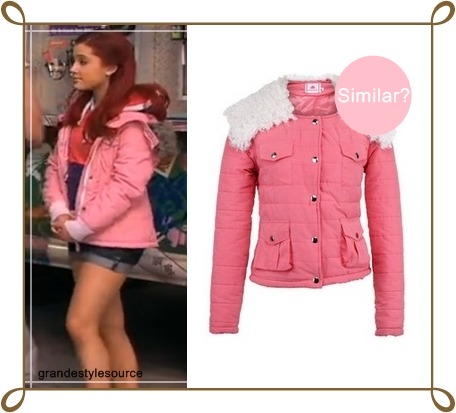 Requested: Ariana Grande as Cat Valentine in &#8216;The Breakfast Bunch&#8217;Similar Hairy Collar Pink Quilted Coat | $33 