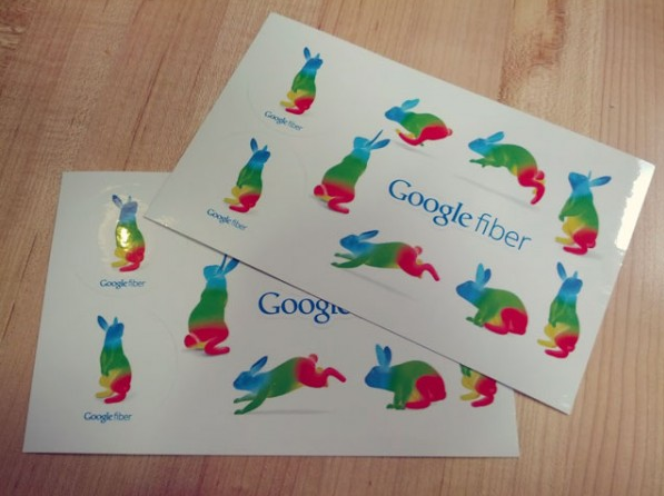 Hippity hoppity Google Fiber stickers. Let&#8217;s get some googly eyes and these fluffy bunnies and we&#8217;ll be all set. 
Get it? &#8220;Googly&#8221; eyes?