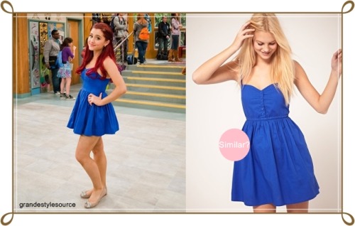 Requested: Ariana Grande as Cat Valentine in &#8216;Crazy Ponnie&#8217;Similar Asos Summer Dress With Skinny Straps in blue | $30,42&#160;(currently available for $20,74)