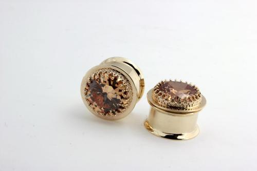 Yellow gold eyelets with Champagne CZ by BVLA