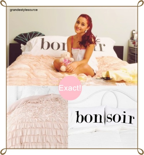 Ariana Grande&#8217;s BeddingExact Waterfall Ruffle Duvet Cover | $199 (currently available for $149)Exact Bonsoir Pillowcase | $34