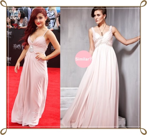 Ariana Grande at the Harry Potter Movie PremiereSimilar Pink Chiffon Prom Dress | $179,90 