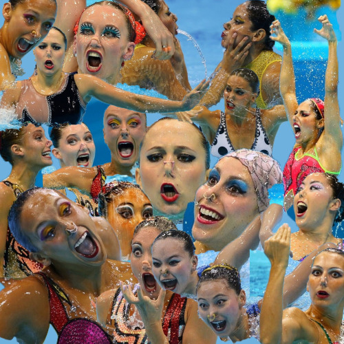 kevinfranzisamunster:

So I was sitting here, thinking to myself, “you know what skill I’ve really underused since middle school art classes? collaging.”
… some things led to some other things. It’s 2 in the morning and I decided to make something.
 Finally, I present you a collage of the Best US Olympics Synchronized Swimming Faces.
