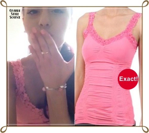 Ariana Grande in one of her instagram picturesExact Pink Seamless Cami Lace Strap Bustier Tank | $22,50