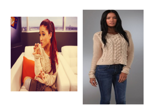 Cream Knit Sweater (EXACT) Try getting in a larger size if you&#8217;re going for the same look as Ariana 