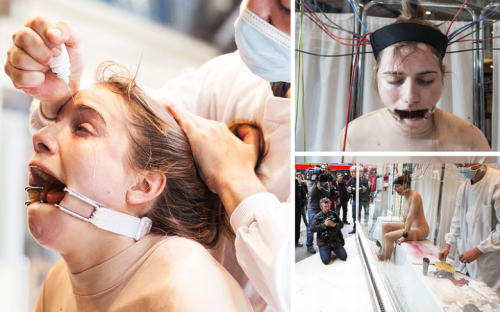 &#8220;A young woman was restrained, force-fed and injected with cosmetics in a high street shop window as part of a hard-hitting protest against animal testing.
Jacqueline Traide was tortured in front of hundreds of horrified shoppers in a bid to raise awareness and end the practise.
The 24-year-old endured 10 hours of experiments, which included having her hair shaved and irritants squirted in her eyes, as part of a worldwide campaign by Lush Cosmetics and The Humane Society.
The disturbing stunt took place in Lush’s Regent Street store, one of the UK’s busiest shopping streets.
Jacqueline appeared genuinely terrified as she was pinned down on a bench and had her mouth stretched open with two metal hooks while a man in a white coat force-fed her until she choked and gagged.
The artist was also injected with numerous needles, had her skin braised and lotions and creams smeared across her face.
Passers-by were gobsmacked to see Jacqueline, a social sculpture student at Oxford Brookes University, forced to have a section of her head shaved.
The gruesome spectacle aimed to highlight the cruelty inflicted on animals during cosmetic laboratory tests and raise awareness that animal testing is still a common practise.
The Humane Society International and Lush Cosmetics have joined forces to launch the largest-ever global campaign to end animal testing for cosmetics.
The campaign, launched to coincide with World Week for Animals in Laboratories, is being rolled out simultaneously in over 700 Lush Ltd shops across forty-seven countries including the United States, Canada, India, Australia, New Zealand, South Korea and Russia.
Lush campaign manager Tamsin Omond said: “The ironic thing is that if it was a beagle in the window and we were doing all these things to it, we’d have the police and RSPCA here in minutes.
“But somewhere in the world, this kind of thing is happening to an animal every few seconds on average.
“The difference is, it’s normally hidden. We need to remind people it is still going on.”
For more information about the campaign, visit www.fightinganimaltesting.com”
I HOPE EVERYONE READS THIS AND REBLOGS IT!