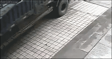 Vandal slashes a tire and gets knocked out