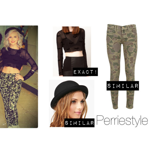 Perrie outside the ITV studios.
Top: Here (Exact)
Hat: Here (Very similar!)
Pants: Here (Similar)
Alison xx