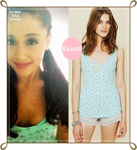 Ariana Grande in one of her instagram picturesExact Intimately Printed Baby Rib Tank in teal combo | $38