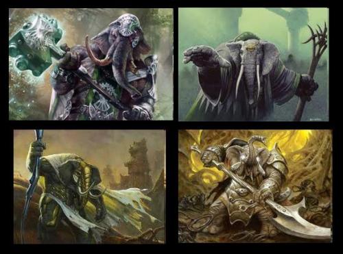 Looks like Return to Ravnica will be getting one or more new Loxodons, but what the heck are these creatures ?
Ravnican loxodons are nearly extinct. Most seek membership in the Selesnya Conclave, it being the most naturalistic of the guilds. Unlike their non-sentient elephant cousins, all Loxodon’s are white (or contain white in their casting cost) creatures rather than green.