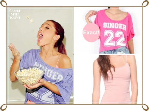 Ariana Grande seen in thisExact Singer 22 Cropped Tee | $38&#160;(exact color not available) Similar Basic Knit Tank in light pink | $2,80  Thanks to arianagrande-buteragifs