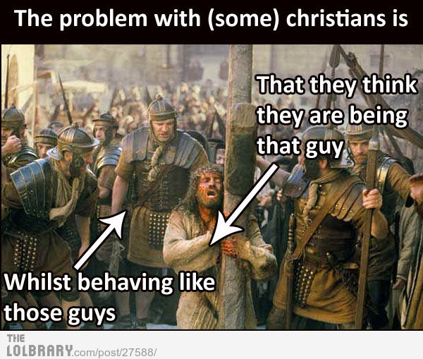 alasborricadas:

El problema de los cristianos es que creen que son como este tío, mientras se comportan como estos otros. 
