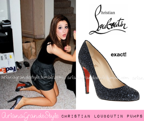 Ariana did a little photoshoot back in 2009 with some of her friends and her brother Frankie.  Exact Ron Ron Pumps from Louis Vuitton (sold out). Buy HERE in all black. Buy HERE in a gold-ish color. 