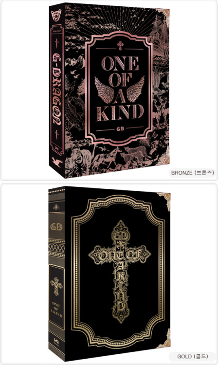 ygfamilyy:

GD - ‘One Of A Kind’ 1st Mini Album CD Package!PRICE: 16,300KRW about $15RELEASE DATE: 120918COVER VERSIONS: Gold & Bronze 
Tracklist: 
One Of A Kind
Crayon [TITLE TRACK]
In The End ft. ? (YG New Girl Group)
That XX 
Missing You ft. Kim Yoon Ah (Jaurim)
Today ft. Kim Jong Wan (Nell)
Try To Set A Fire ft. Tablo (Epik High) & Dok2 [BONUS TRACK]
get it! get it! http://www.ygeshop.com/shop/goods/goods_view.php?&goodsno=1006&category=001
