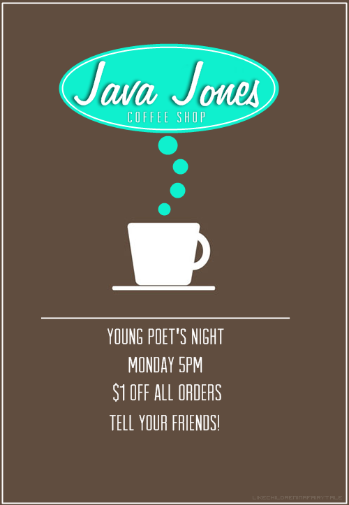 I love these! I want the set with the Taki&#8217;s Diner poster. :)
likechildreninafairytale:

Java Jones.
