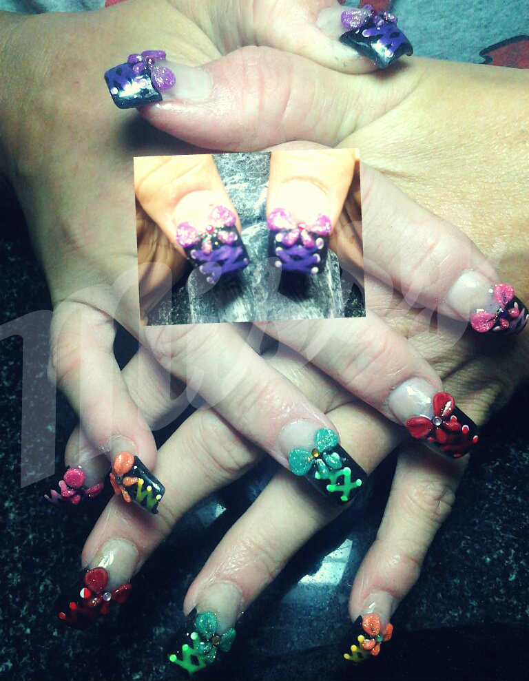 #bow nails #colorful nails #rainbow nails #3d nail art bows #nail art