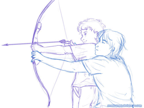 Little Alec showing littler Max how to shoot a bow! Darling!

Target Practice by *Street-Angel
So many feels!!!!
