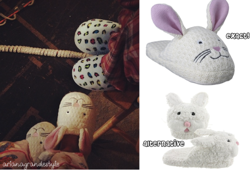 *Requested* The picture Ariana posted of Cat&#8217;s bunny slippers on the set of &#8220;Sam &amp; Cat&#8221;.  Exact Bunny Slippers: Target. Alternative: Amazon. 