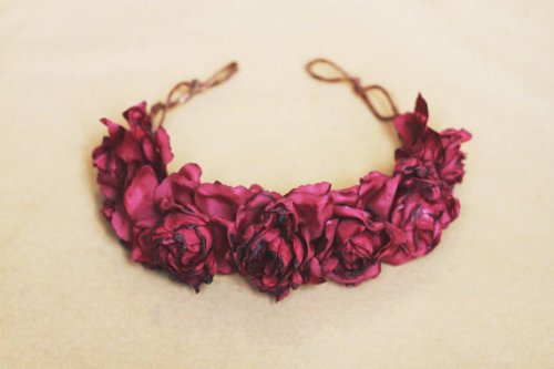 Burgundy rose crown can be bought here