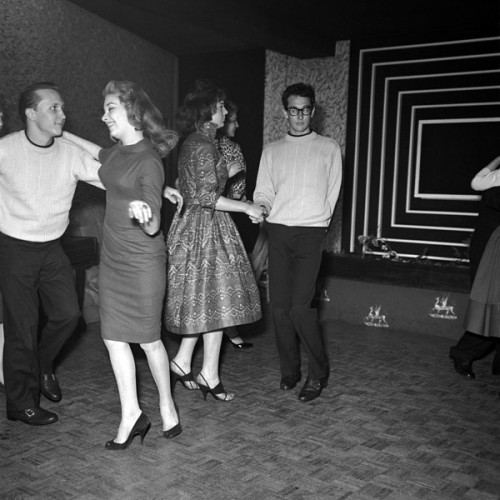 Buddy Holly on the dancefloor during his UK tour, 1958. Photo by Harry Hammond.