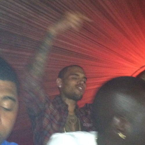 Chris Brown partying at Velvet Room last night in Atlanta