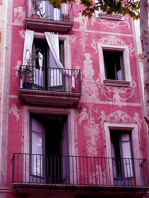 beautiful pink building, barcelona