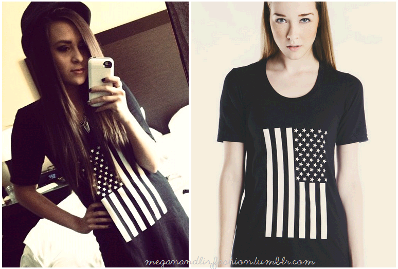 This is the cute black and white american flag shift dress that Megan wore in this twitter photo.You can buy her dress HERE for $28 