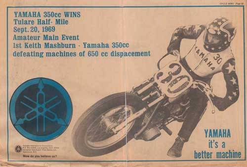 Vintage Bike Magazine/Cycle News 1969 YAMAHA Ad Scrap Poster