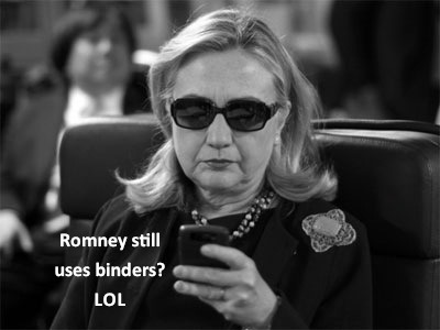 Hilary: Romney still uses binders? LOL