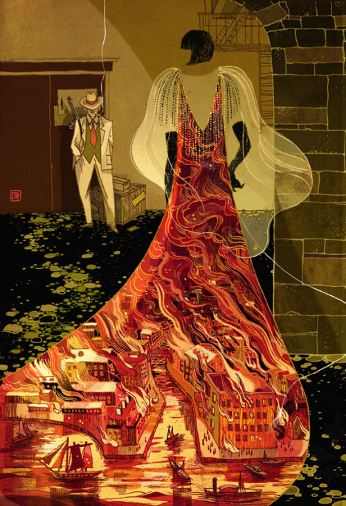 Jacks and Queens at the Green Mill
Victo Ngai
I am so excited I can finally blog about this! Cover for Tor.com web story ” Jacks and Queens at the Green Mill” by MARIE RUTKOSKI. The story sets in 20s Chicago, there is Jazz, mafia, flappers and the mystery of Chicago fire. You can read it here. Thank you AD Irene Gallo for the fun project! 