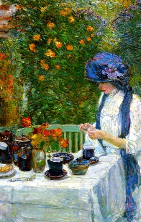 bofransson:

The Terre-Cuite Tea Set (aka French Tea Garden), 1910 Frederick Childe Hassam
