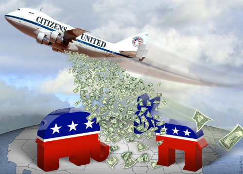 Citizens United 'carpet bombs' elections with money