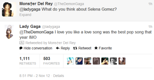  Gaga loves Selena as much as we do &lt;3 