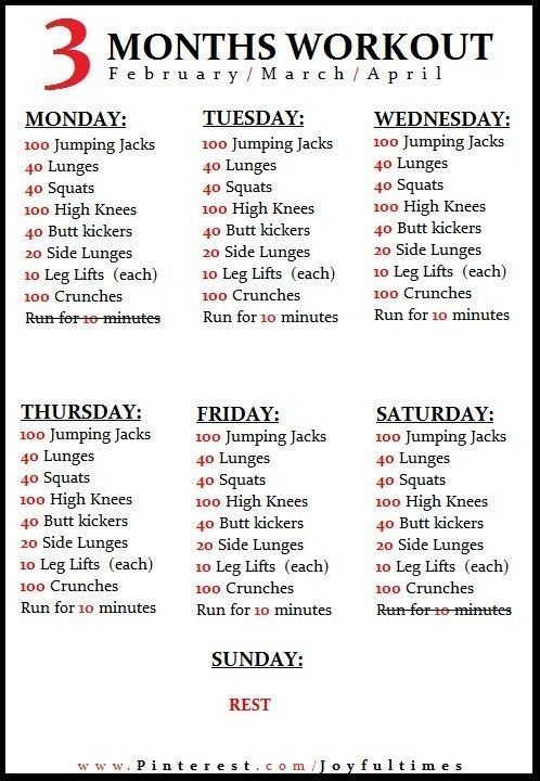 3 Month Work Out Plan