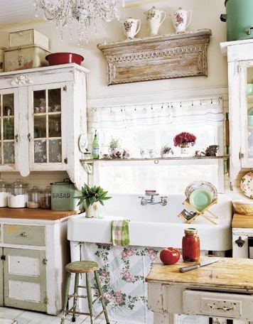 white shabby kitchen