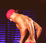 Animated gif from Magic Mike of Channing Tatum pulling down his pants to reveal his gorgeous ass in a thong