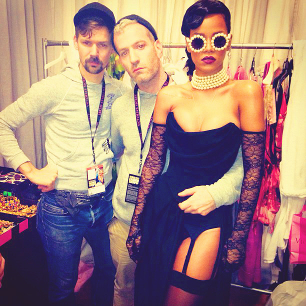 Rihanna and her stylists, Adam Selman and Mel Ottenberg backstage for the Victoria Secret Fashion Show.