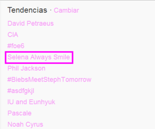  &#8220;Selena Always Smile&#8221; is Trending Topic on Twitter. 