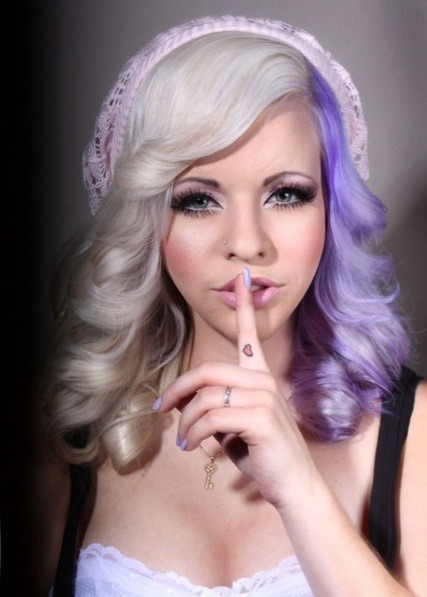 shhh #finger tat #heart tattoo #half purple #half blond