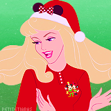 Aurora in Disney Christmas pajamas