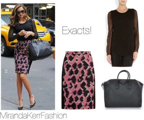 Miranda was seen in NYC yesterday wearing this sold-out 3.1 Phillip Lim blouse, this balenciaga skirt, this Givenchy bag &amp; a pair of unavailable Lanvin stiletto&#8217;s. xxx <br /> 