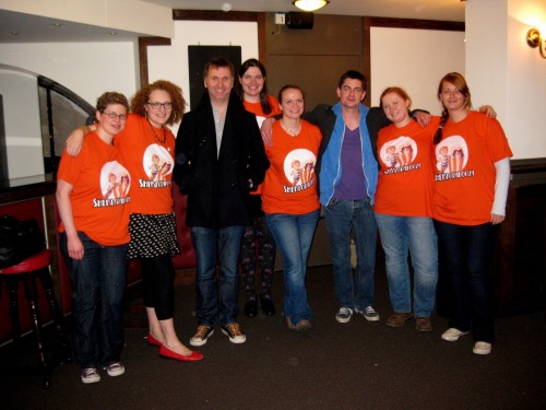 ennuimagee:

daysofstorm:

Joe Lidster, Michael Price with the Baker Street Babes and friends :)

ALL the orange!

BSBs Ardy, Curly, Kafers, Maria with Nadine, Janine, and our darling guests, Michael Price &amp; Joe Lidster!