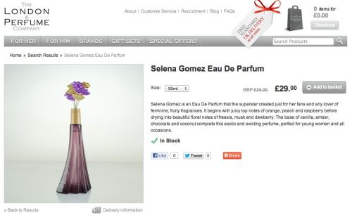 ATTENTION ALL UK SELENATORS: You can now get Selenas perfume exclusively at the The London Perfume Company for £29.00!
GET THE PERFUME HERE.