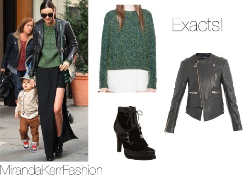 Miranda was on her way with Flynn in new york wearing this acne sweater, this balenciaga leather jacket &amp; these Tabitha Simmons boots. Here is an alternative to her slit maxi skirt! xx <br /> 