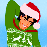 Aladdin working the ugly Christmas sweater.